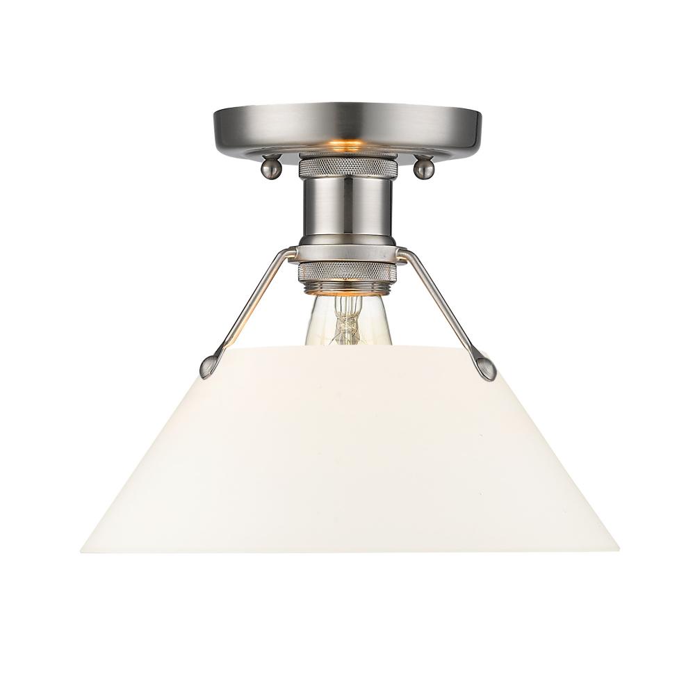 Orwell 1-Light Flush Mount in Pewter with Opal Glass