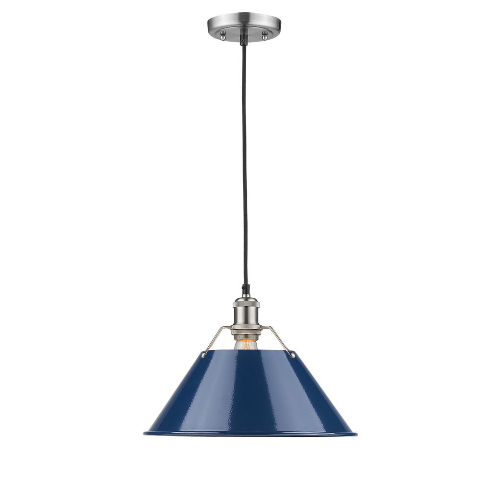 Orwell 14" Wide Large Pendant in Pewter with Matte Navy