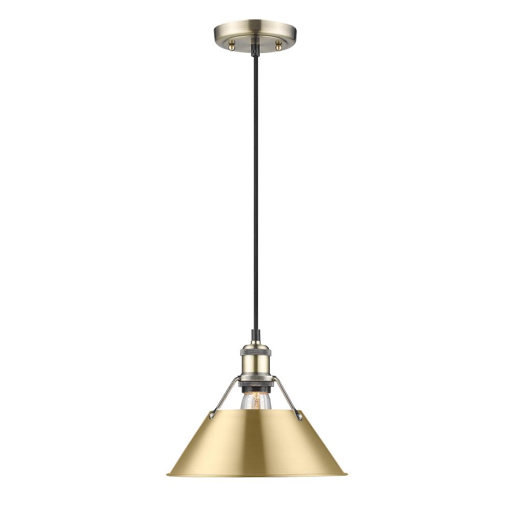 Orwell 10" Wide Medium Pendant in Aged Brass with Brushed Champagne Bronze