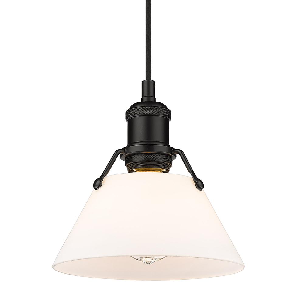 Orwell 7.5" Wide Small Pendant in Matte Black with Opal Glass