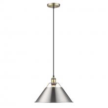 Golden 3306-L AB-PW - Orwell 14" Wide Large Pendant in Aged Brass with Pewter