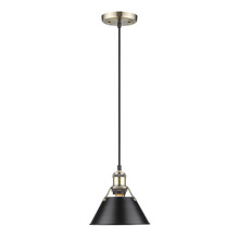 Golden 3306-S AB-BLK - Orwell 7.5" Wide Small Pendant in Aged Brass with Matte Black