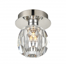 ZEEV Lighting FM60052-1-PN - 5" Single Polished Nickel Crystal Mini-Flush Mount