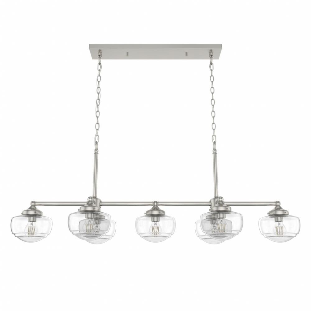 Hunter Saddle Creek Brushed Nickel with Seeded Glass 7 Light Chandelier Ceiling Light Fixture