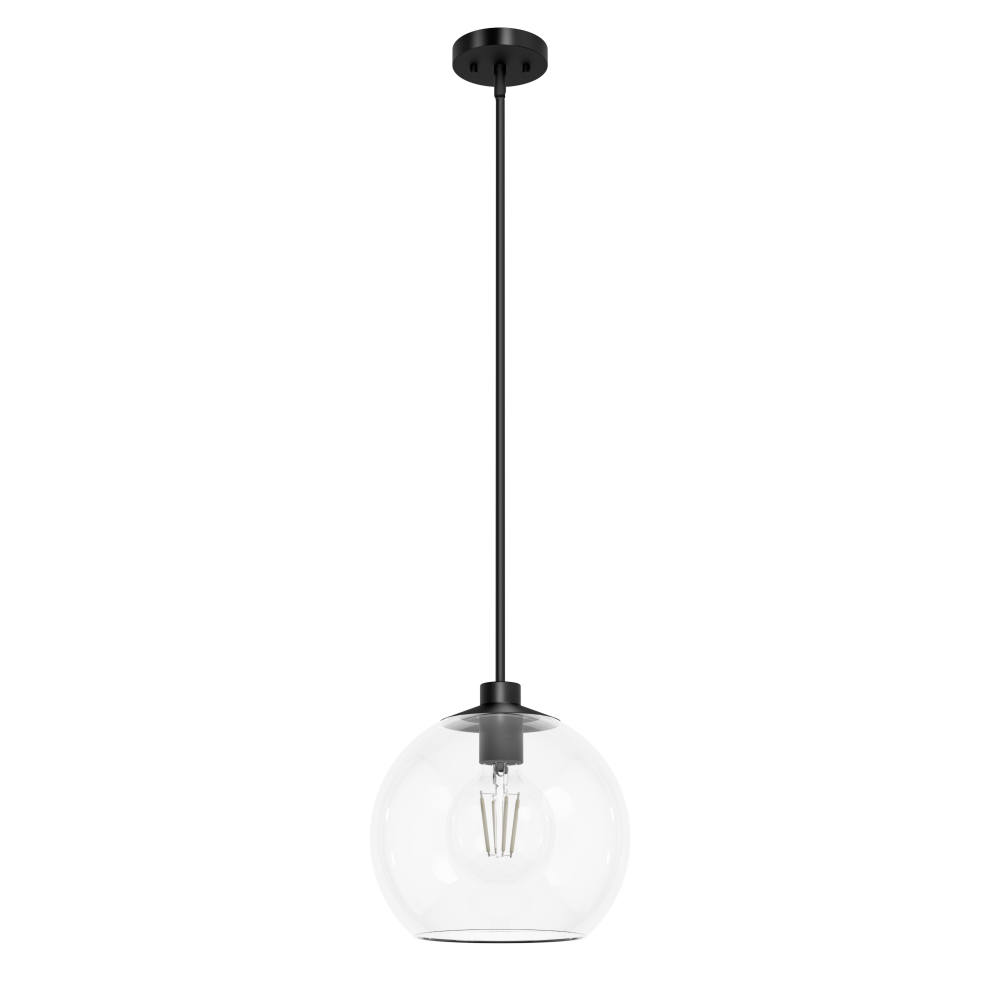 Hunter Xidane Matte Black with Clear Glass 1 Light Pendant Ceiling Light Fixture