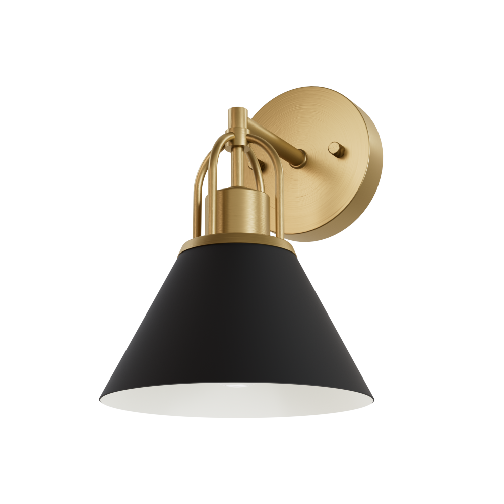 Hunter Carrington Isle Matte Black and Luxe Gold 1 Light Medium Sconce Wall Light Fixture