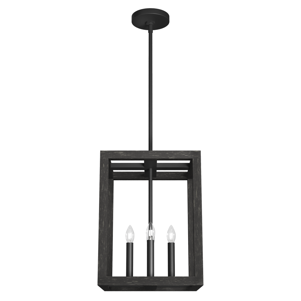 Hunter Squire Manor Matte Black and Dark Ash 4 Light Pendant Ceiling Light Fixture