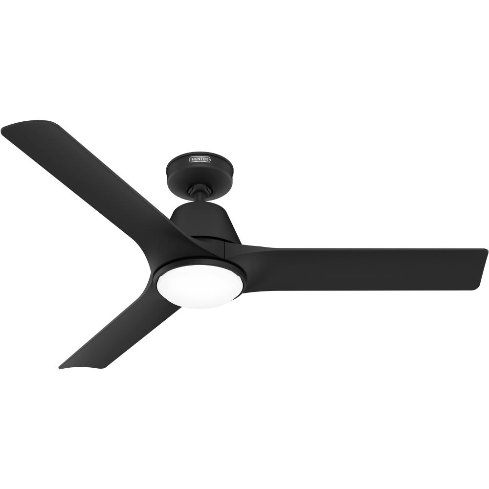 Hunter 52 in Aeronaut Wi-Fi ENERGY STAR® Matte Black Damp Rated Ceiling Fan with LED Light Kit