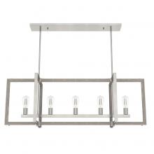 Hunter 19811 - Hunter Woodburn Brushed Nickel 5 Light Chandelier Ceiling Light Fixture