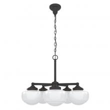 Hunter 19361 - Hunter Saddle Creek Noble Bronze with Cased White Glass 5 Light Chandelier Ceiling Light Fixture