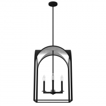 Hunter 19734 - Hunter Dukestown Natural Black Iron and Silver Leaf 4 Light Large Pendant Ceiling Light Fixture