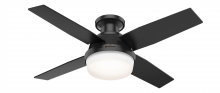 Hunter 50400 - Hunter 44 inch Dempsey Matte Black Low Profile Damp Rated Ceiling Fan with LED Light Kit