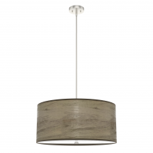 Hunter 19384 - Hunter Solhaven Warm Grey Oak & Brushed Nickel with Painted Cased White Glass 4 Light Pendant