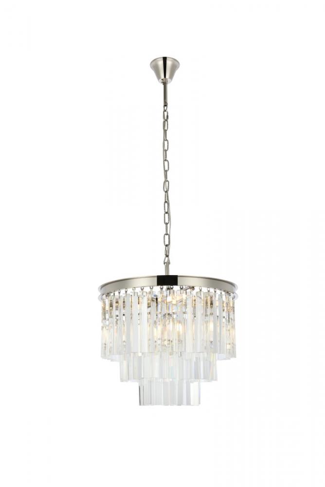 Sydney 9 light polished nickel Chandelier Clear Royal Cut Crystal