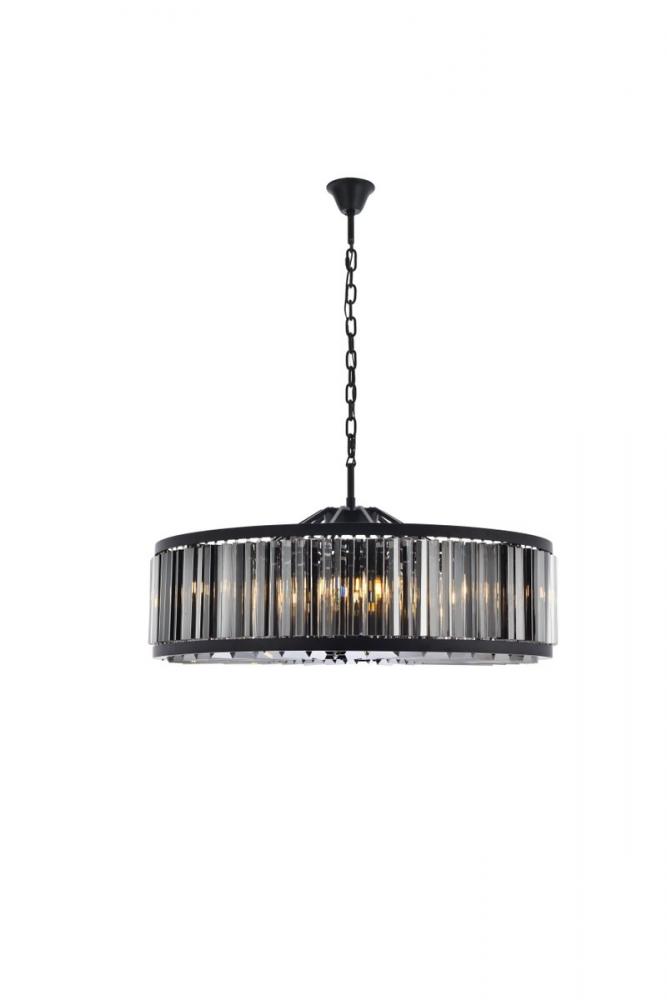 Chelsea 10 light Matte Black Chandelier Silver Shade (Grey) Royal Cut Crystal