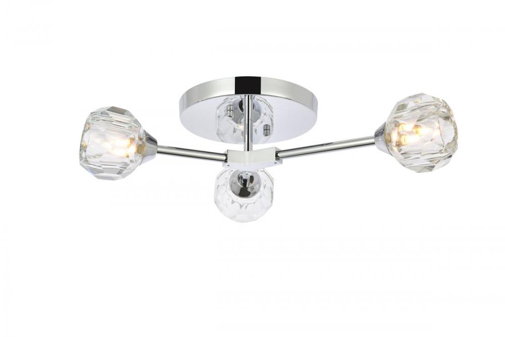 Zayne 3 Light Flush Mount in Chrome