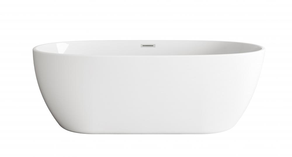 77 inch Soaking Bathtub in Glossy White with Brushed Nickel Trim