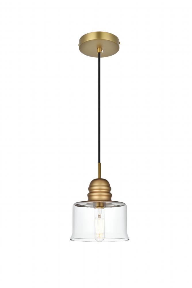 Kenna 6.5 Inch Pendant Clear Shade in Satin Gold