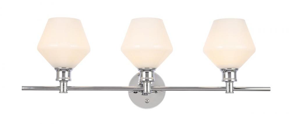 Gene 3 light Chrome and Frosted white glass Wall sconce