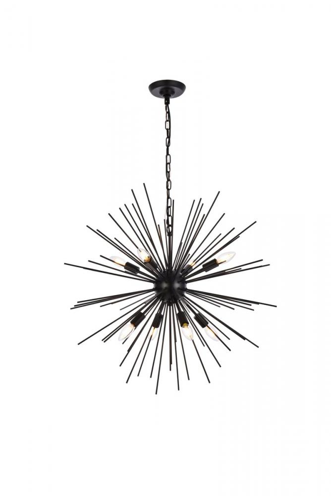 Timber 8 lights black pendant