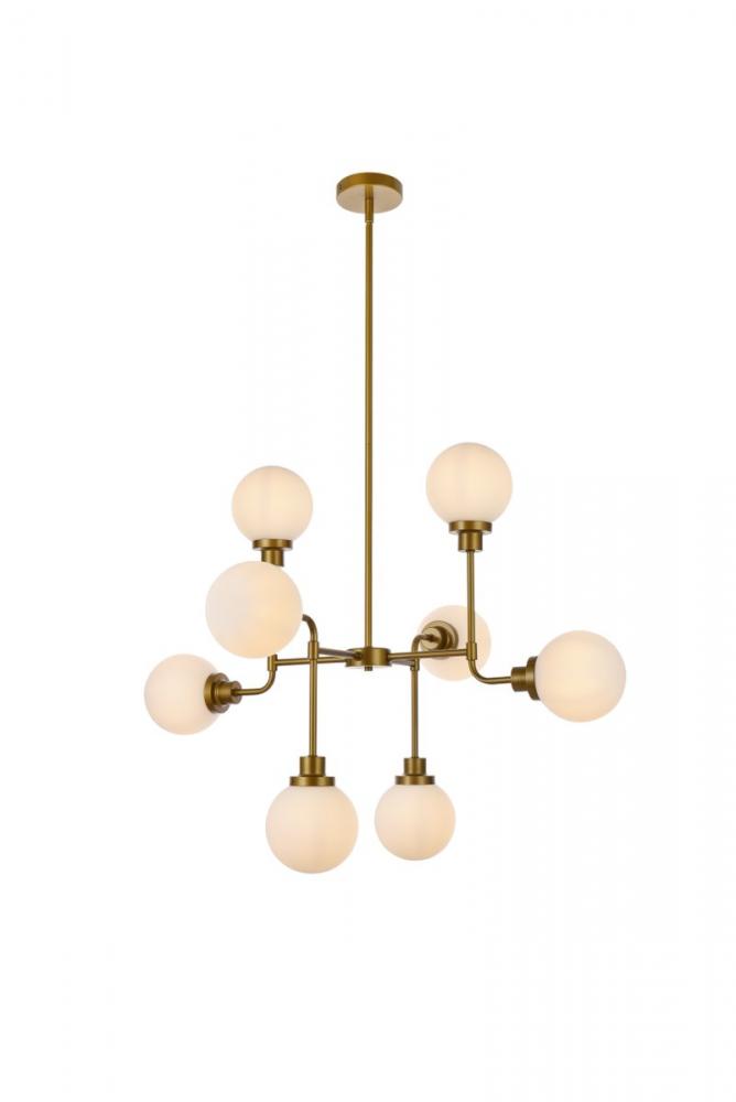 Hanson 8 lights pendant in brass with frosted shade