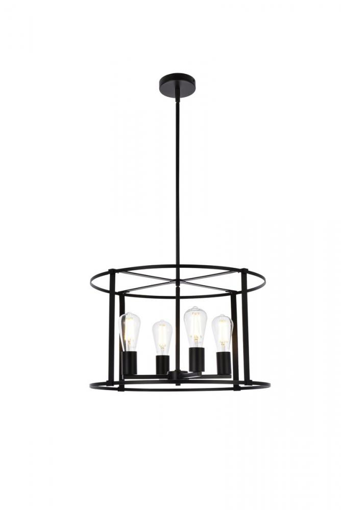 Agnys 4 lights pendant in black