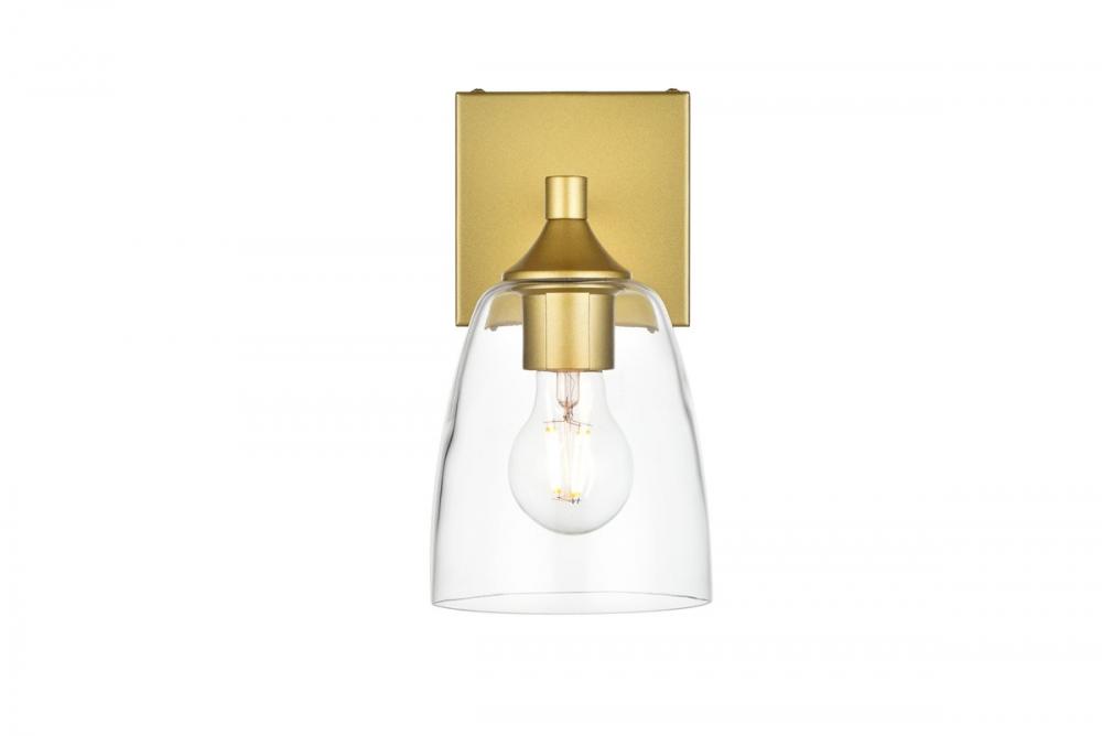 Gianni 1 light Brass and Clear Bath Sconce