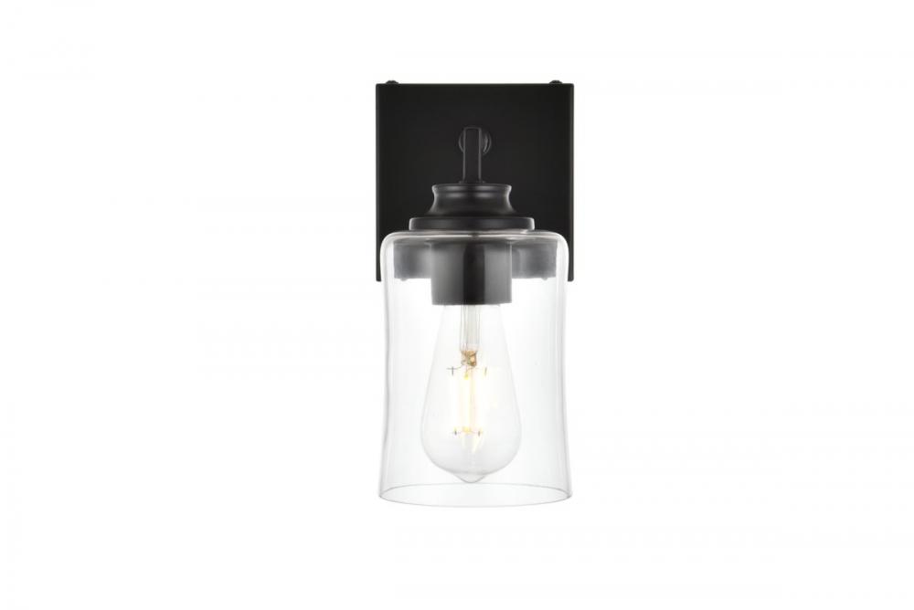 Ronnie 1 light Black and Clear Bath Sconce