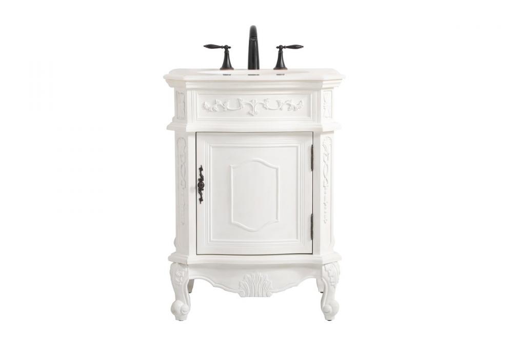 24 inch Single Bathroom vanity in vintage mint with ivory white engineered marble