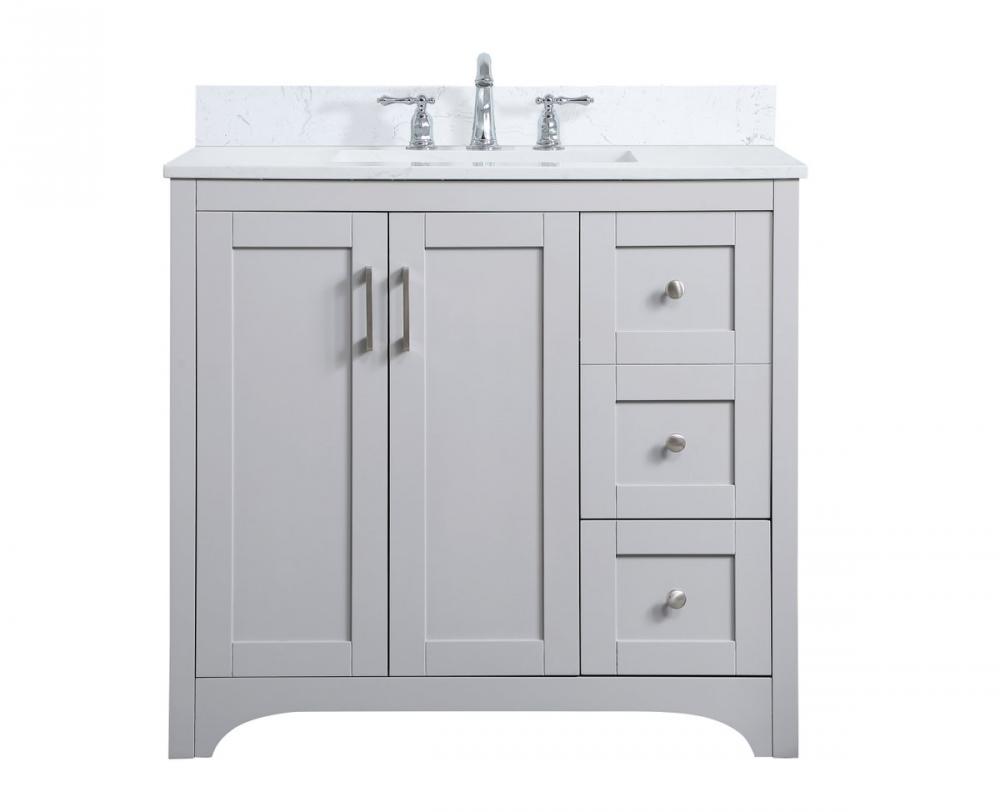 36 inch Single Bathroom Vanity in Grey with Backsplash