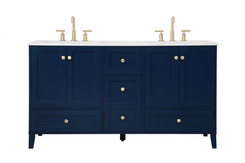 60 inch Double Bathroom Vanity in Blue