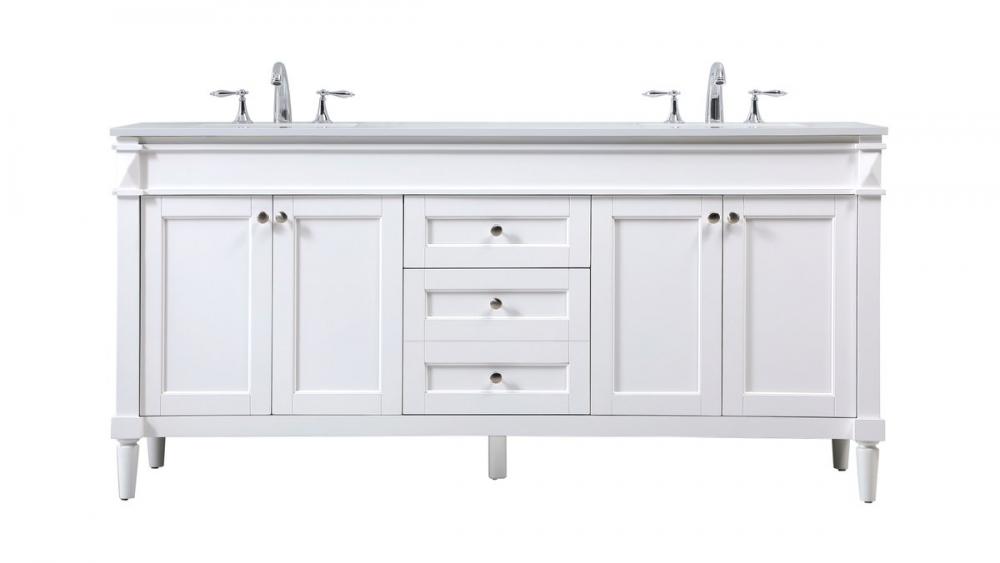 72 inch double bathroom vanity in white