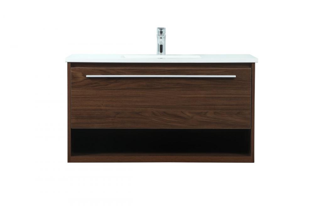 36 Inch Single Bathroom Vanity in Walnut