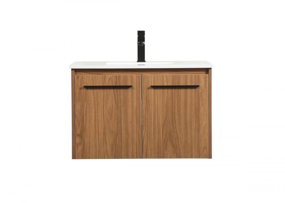 30 inch Single bathroom vanity in walnut brown