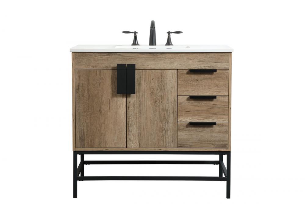 36 inch Single bathroom vanity in natural oak