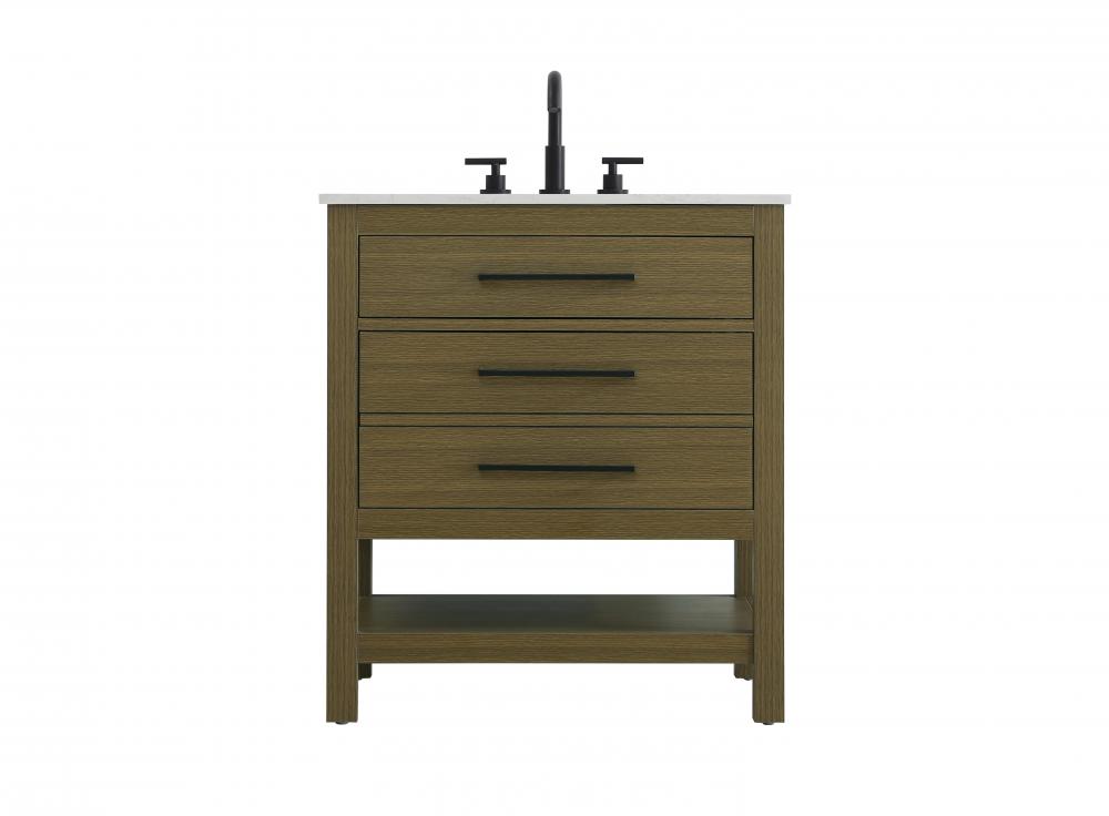 30 inch Single Bathroom Vanity in Chestnut Brown