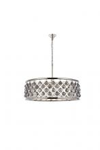 Elegant 1214D32PN-SS/RC - Madison 8 Light Polished Nickel Chandelier Silver Shade (Grey) Royal Cut Crystal