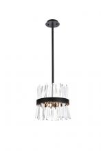 Elegant 6200D12BK - Serephina 12 Inch Crystal Round Pendant Light in Black