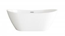 Elegant BT10372GW-BNK - 72 inch Soaking Bathtub in Glossy White with Brushed Nickel Trim