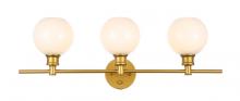 Elegant LD2319BR - Collier 3 Light Brass and Frosted White Glass Wall Sconce