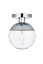 Elegant LD6053C - Eclipse 1 Light Chrome Flush Mount With Clear Glass