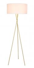 Elegant LD6191BR - Cason 1 Light Brass and White Shade Floor Lamp