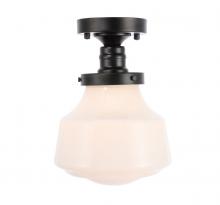 Elegant LD6249BK - Lyle 1 Light Black and Frosted White Glass Flush Mount