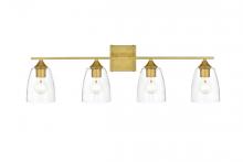 Elegant LD7309W34BRA - Harris 4 light Brass and Clear Bath Sconce