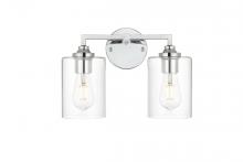 Elegant LD7315W14CH - Mayson 2 light Chrome and Clear Bath Sconce