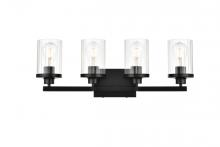 Elegant LD7316W25BLK - Saanvi 4 light Black and Clear Bath Sconce