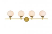 Elegant LD7317W38BRA - Cordelia 4 light Brass and frosted white Bath Sconce