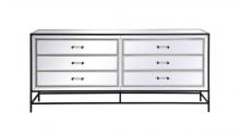 Elegant MF73672BK - James 72 In. Mirrored Six Drawer Chest in Black