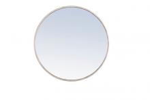 Elegant MR4033S - Metal Frame Round Mirror 24 Inch Silver Finish