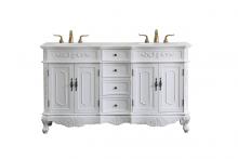 Elegant VF10160DAW - 60 in. Double Bathroom Vanity set in antique white